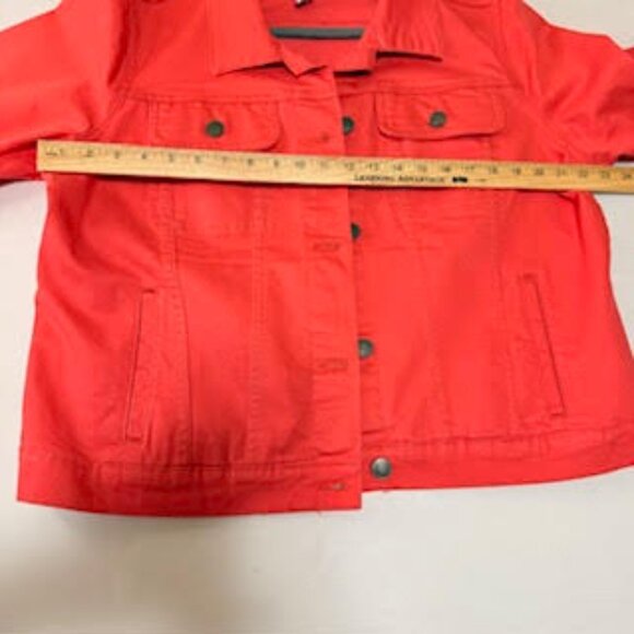 St. John’s Bay Red Denim Jacket Button Front Pockets Size XL - Picture 4 of 7